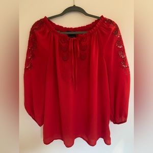 Red Embroidered Blouse